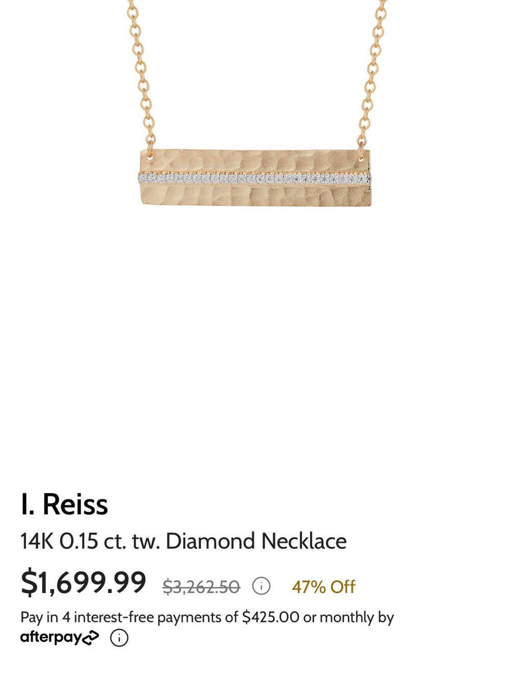 I. Reiss gold and diamonds necklace